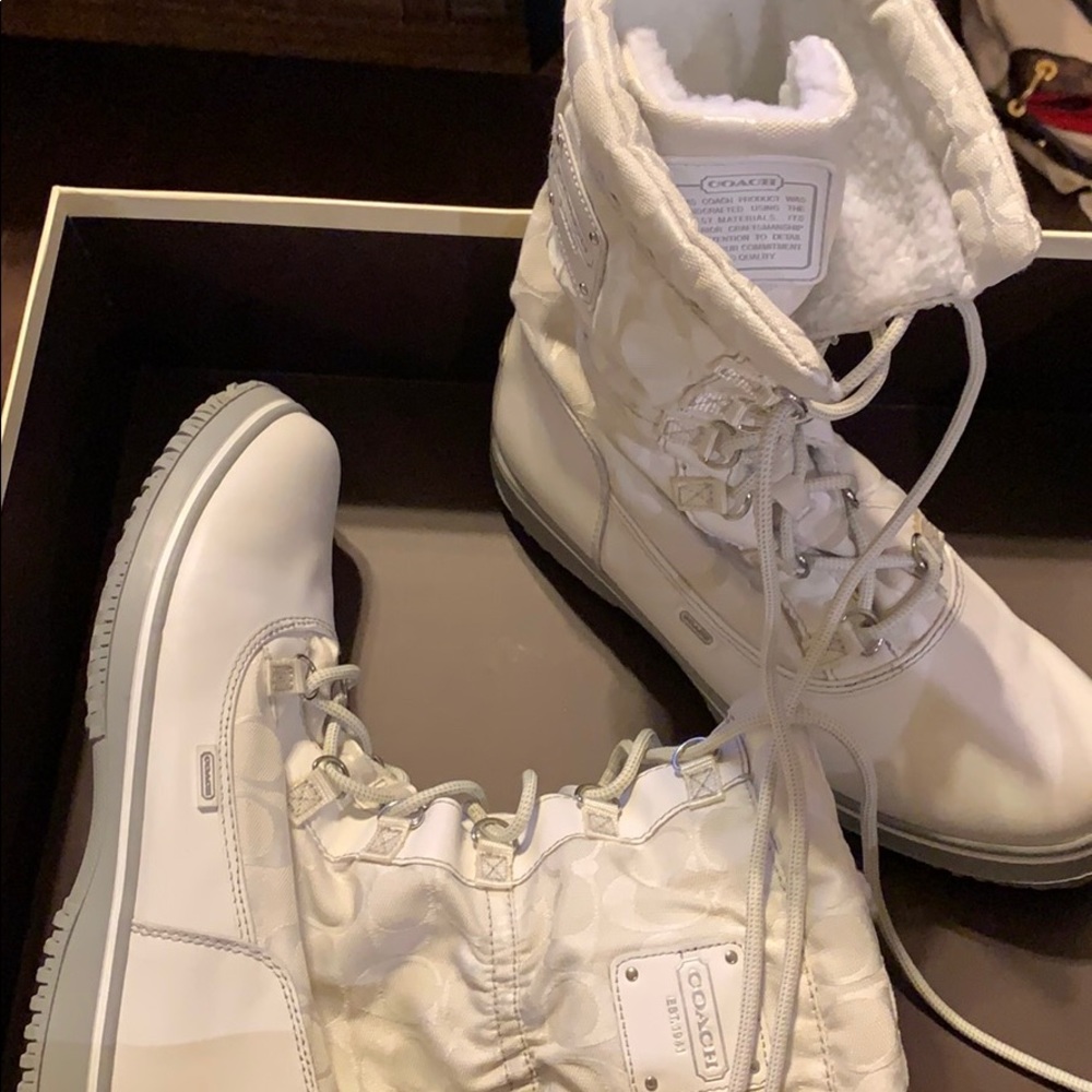 Coach white boots